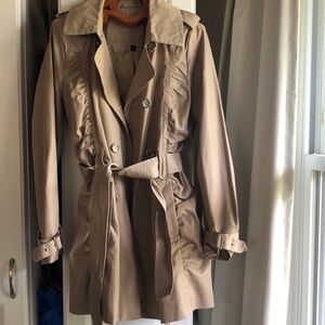 Express Pleated Tan Trench Coat